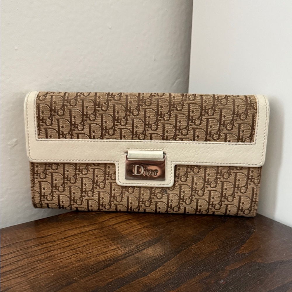 Dior Tan and Cream Monogram Wallet